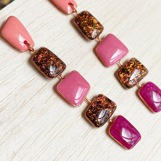 Abbie | Pink Sparkle Dangle Earrings