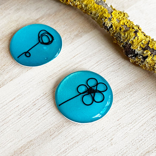 Floral Wire Art Earrings | Blue