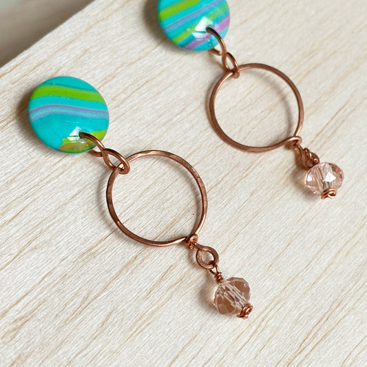 Capri | Turquoise Copper Hoop Dangle Earrings