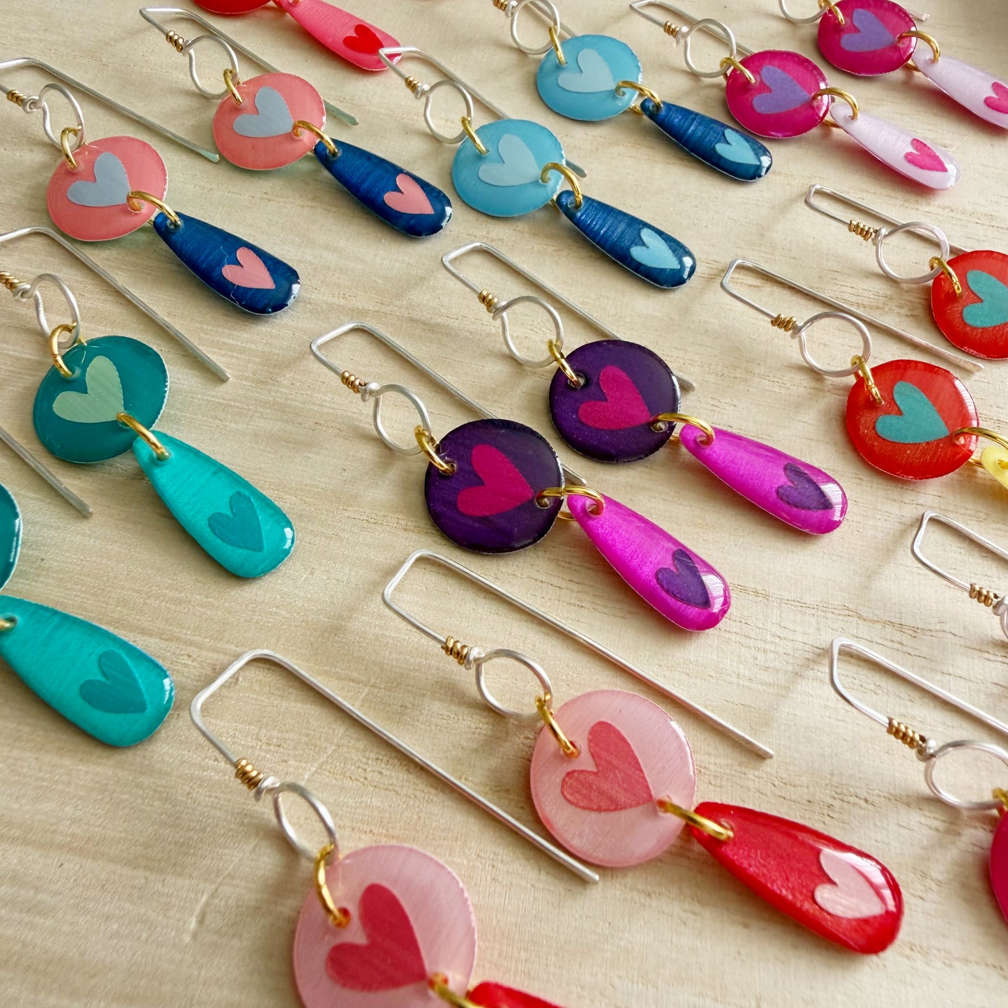 Heart Drop Earrings | Pink and Red