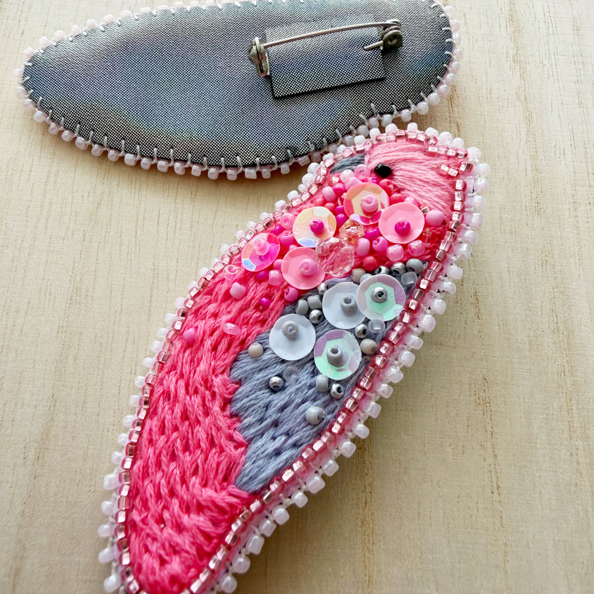 Pink and Grey Galah | Beaded Brooch