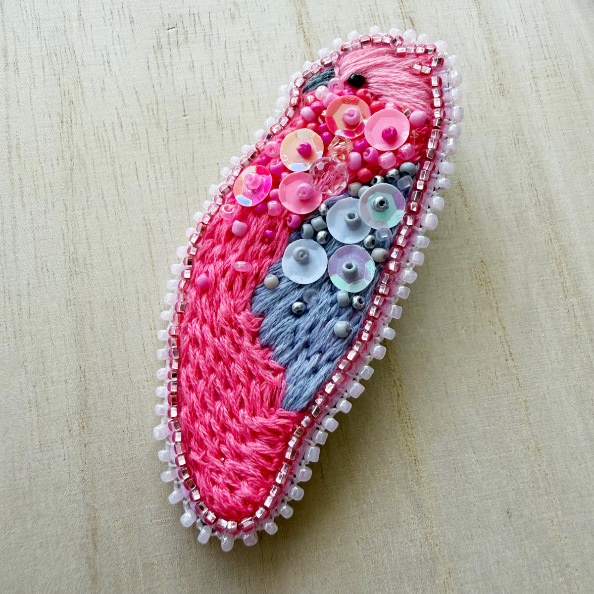 Pink and Grey Galah | Beaded Brooch