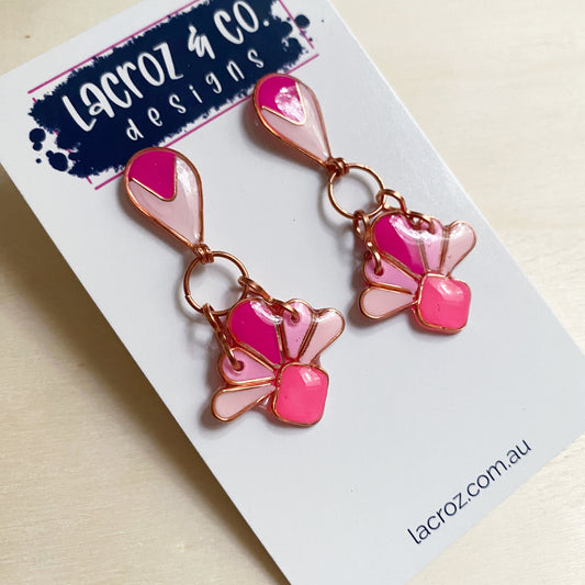 Art Deco Dangle Earrings | Pink Copper