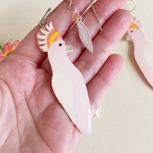 Pink Cockatoo Earrings | grand size