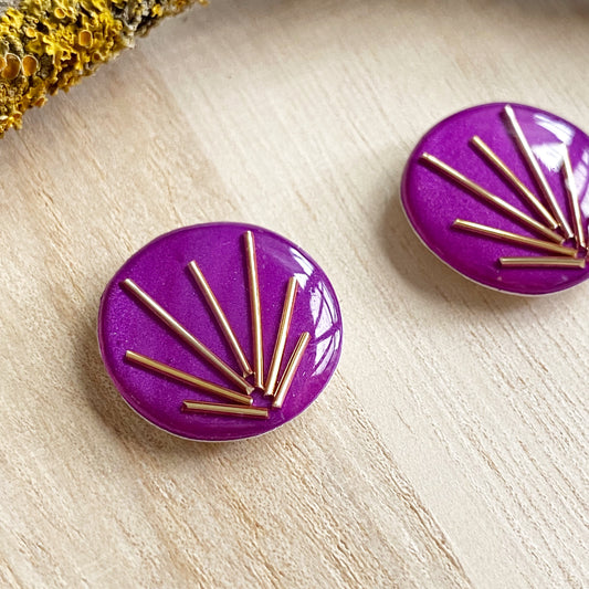 Art Deco Stud Earrings | Purple