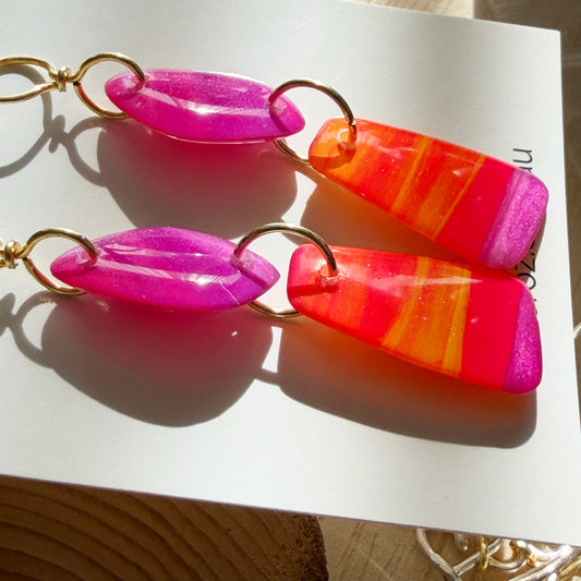 Amalfi | Dangle Earrings | Pink Aqua