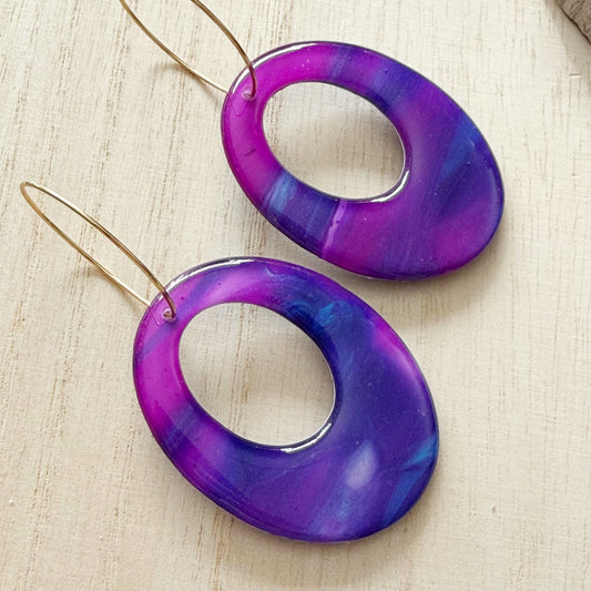 Oval Hoop Earrings | Purple