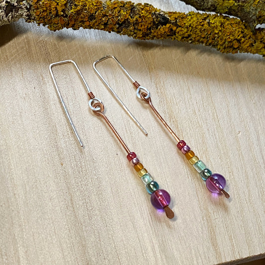 Beaded Drop Earrings | Rainbow