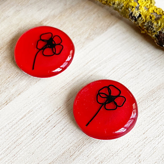 Floral Wire Art Earrings | Red