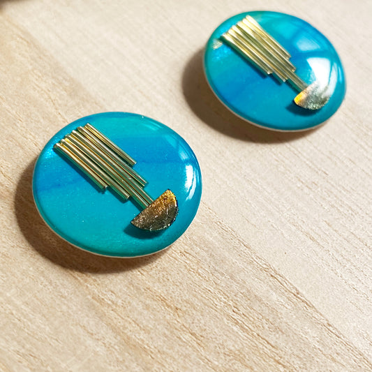 Art Deco Stud Earrings | Turquoise