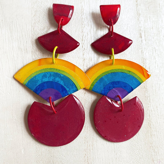 Lacroz Creations Earrings Alita | Red Rainbow Dangle Earrings
