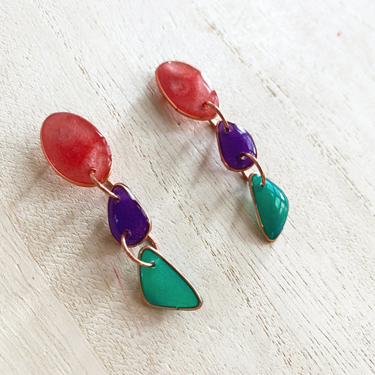 Lacroz Creations Earrings Amalfi | Turquoise Purple Pink Dangle Earrings