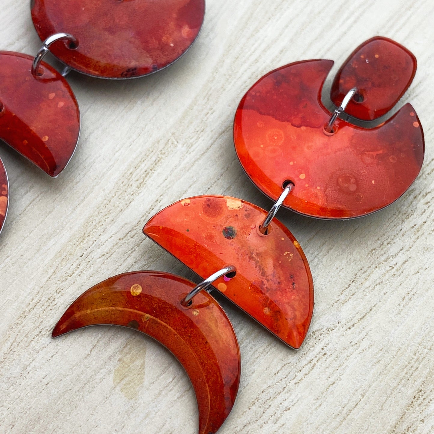 Lacroz Creations Earrings Galaxy | Orange Moon Phase Dangle