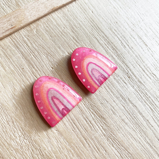 Lacroz Creations Earrings Pink Rainbows | Midi Stud Earrings