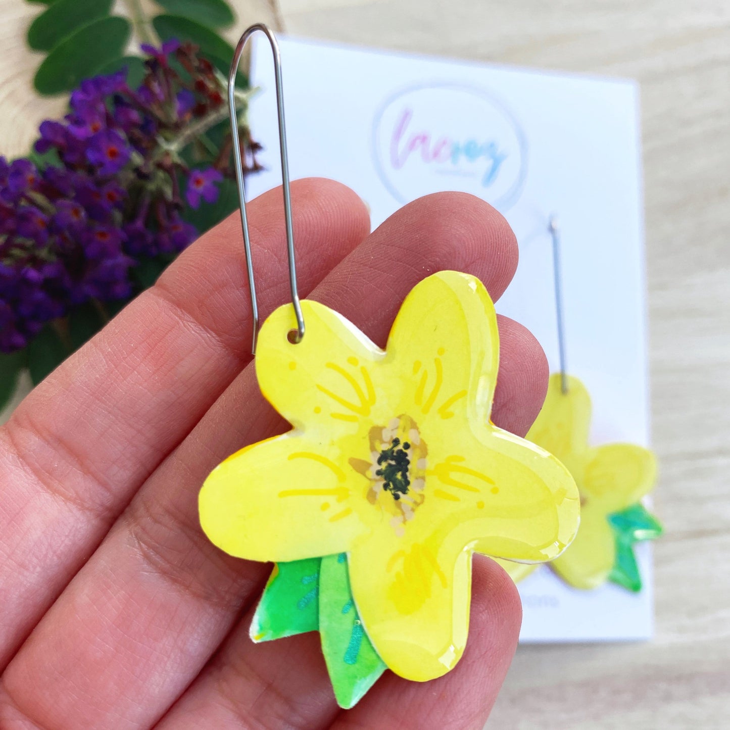 Lacroz Creations Earrings Summer Blooms - Midi | Yellow Daisy Earrings