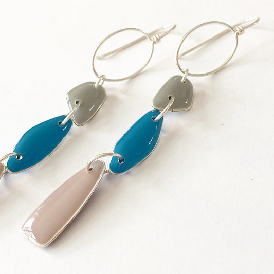 Amalfi | Silver Dangle | Grey & Blue Earrings