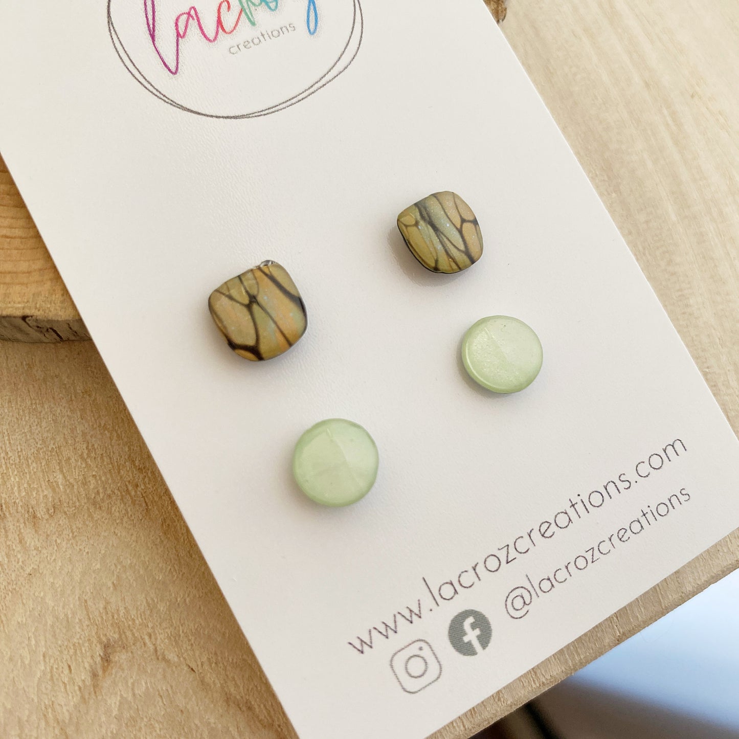 Mini Stud Earrings | Set of 2 | Pale Green