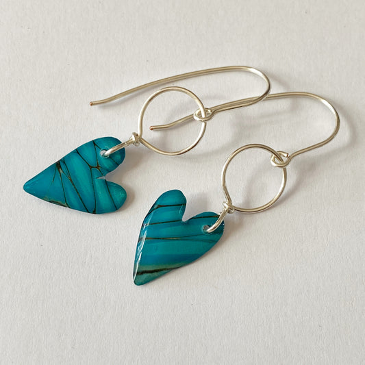 Avery | Small Heart Dangle Earrings | Turquoise