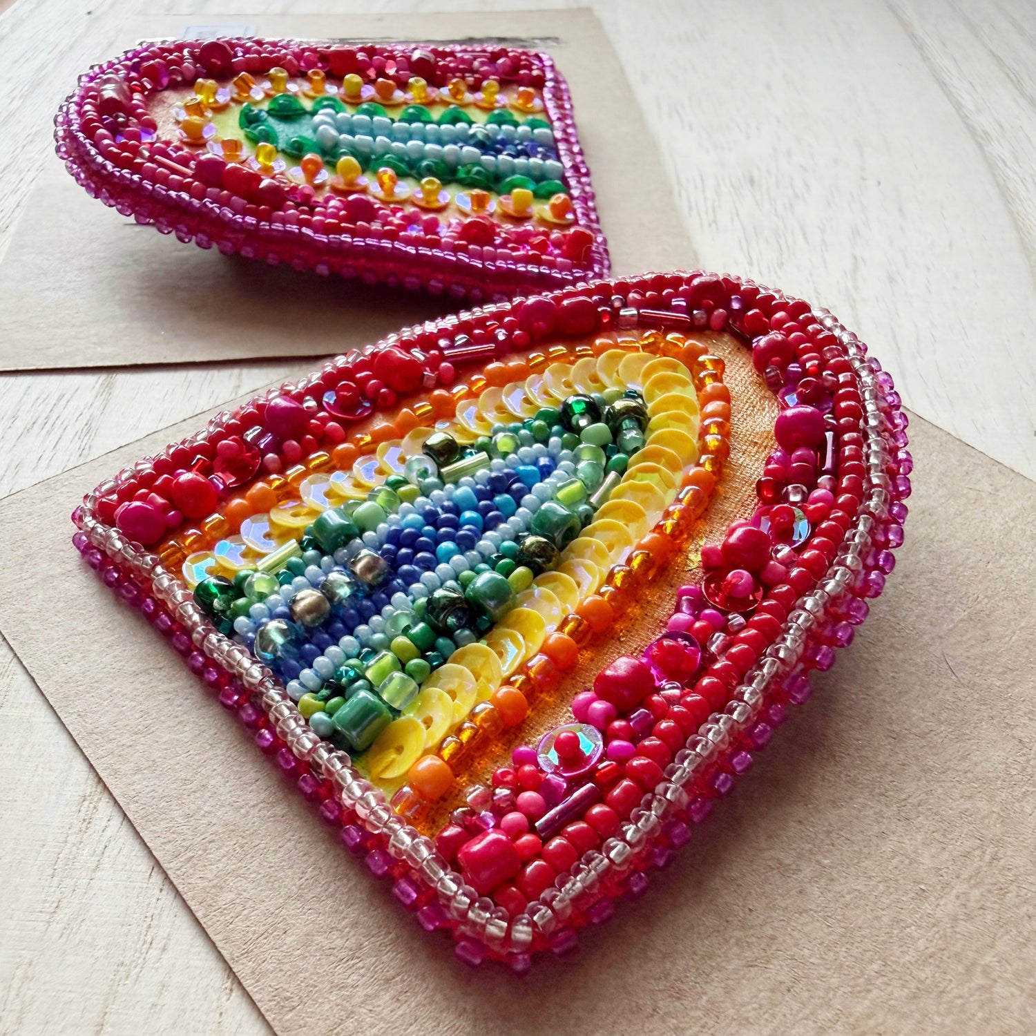 Beaded Rainbow Brooches