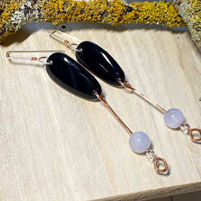 Beaded Drop Earrings | Navy Blue