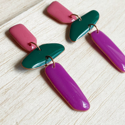 Amalfi | Pink Green Purple Copper Earrings