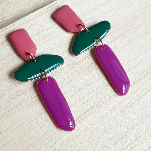 Amalfi | Pink Green Purple Copper Earrings