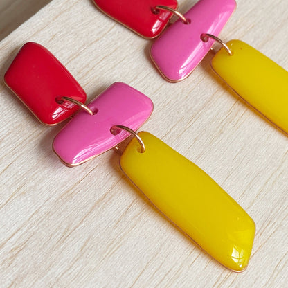 Amalfi | Red Pink Yellow Copper Earrings