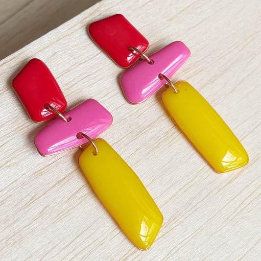 Amalfi | Red Pink Yellow Copper Earrings