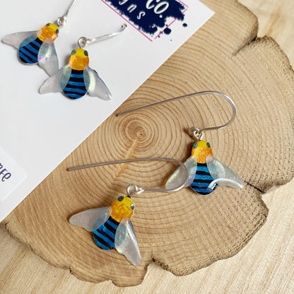 Australian Blue Banded Bee Earrings | mini size