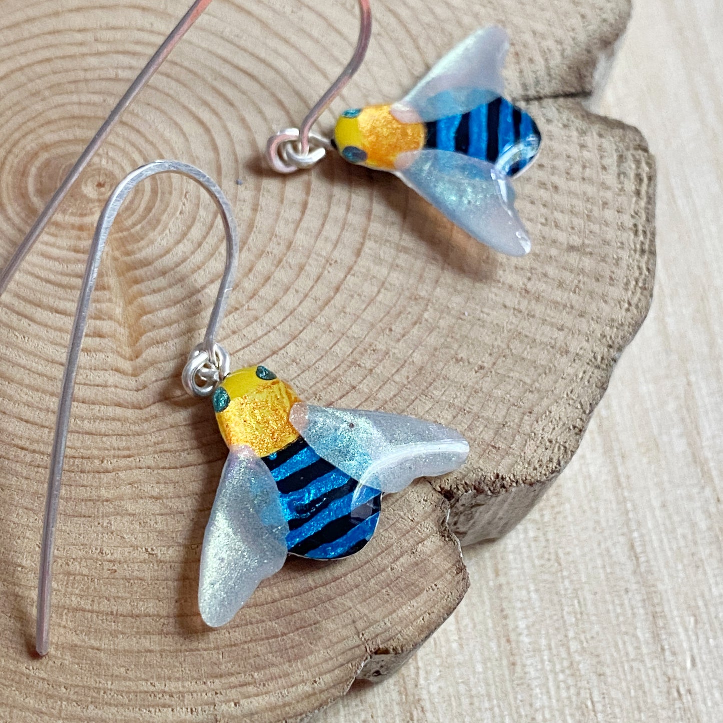 Australian Blue Banded Bee Earrings | mini size