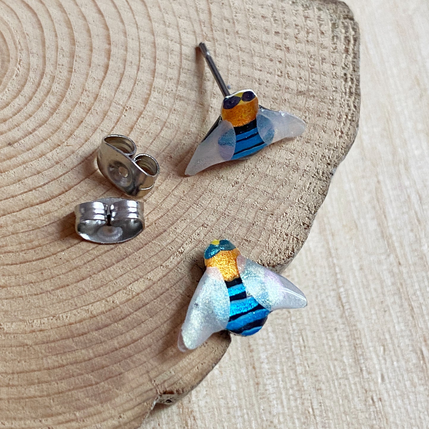 Australian Blue Banded Bee Earrings | mini stud