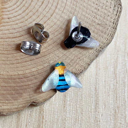 Australian Blue Banded Bee Earrings | mini stud