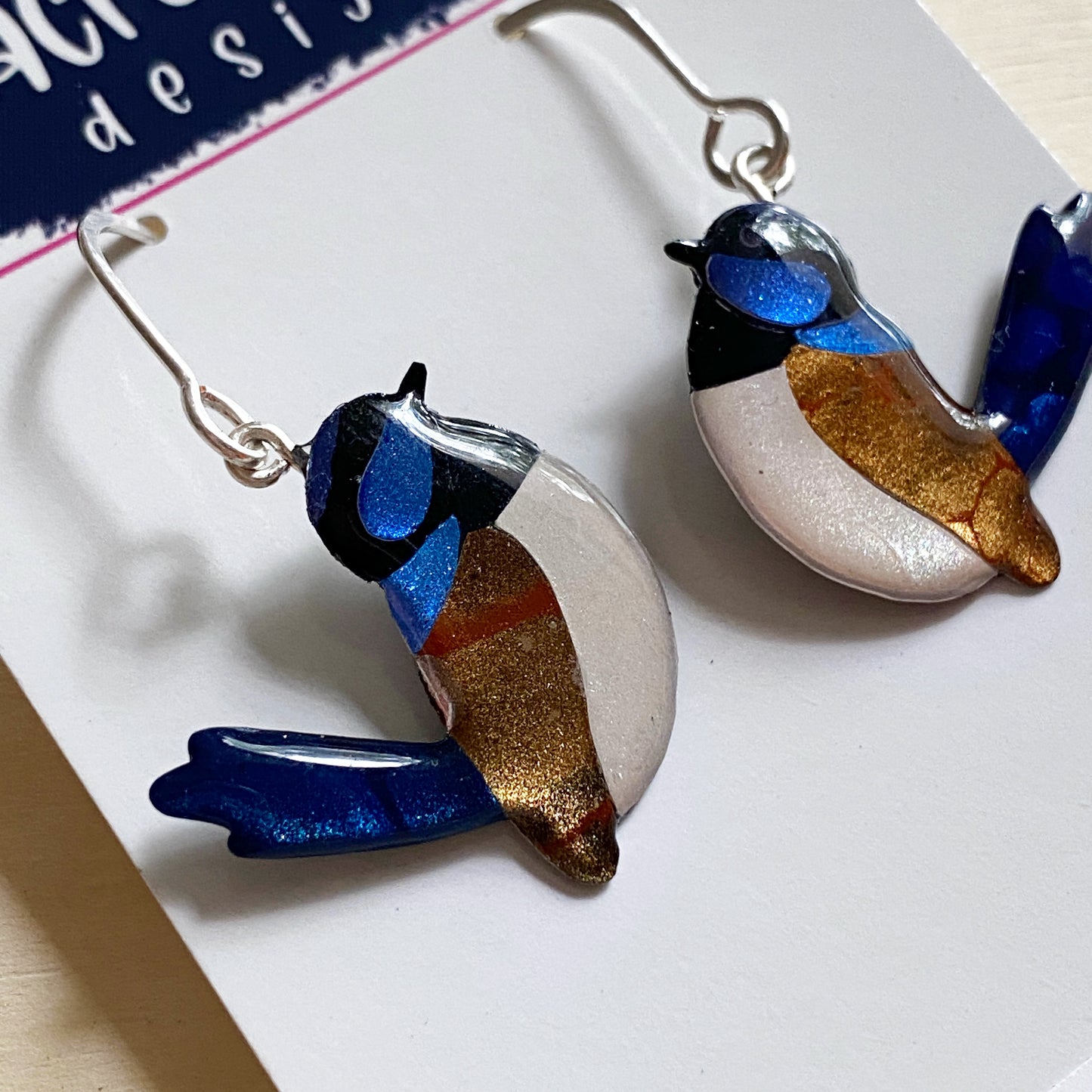 Superb Fairy Wren Bird Earrings | mini size