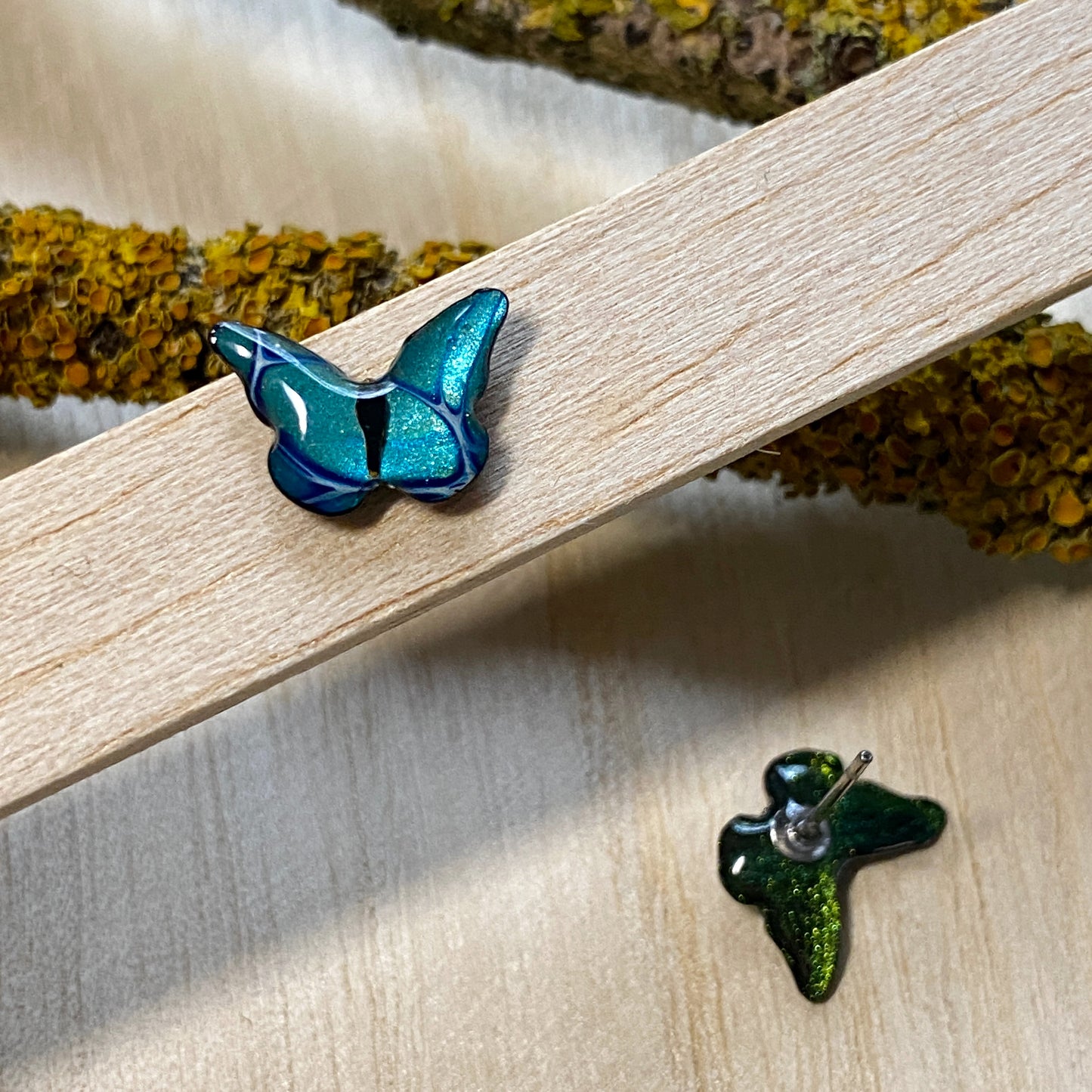 Butterflies | Mini Stud Earrings | Blue Aqua