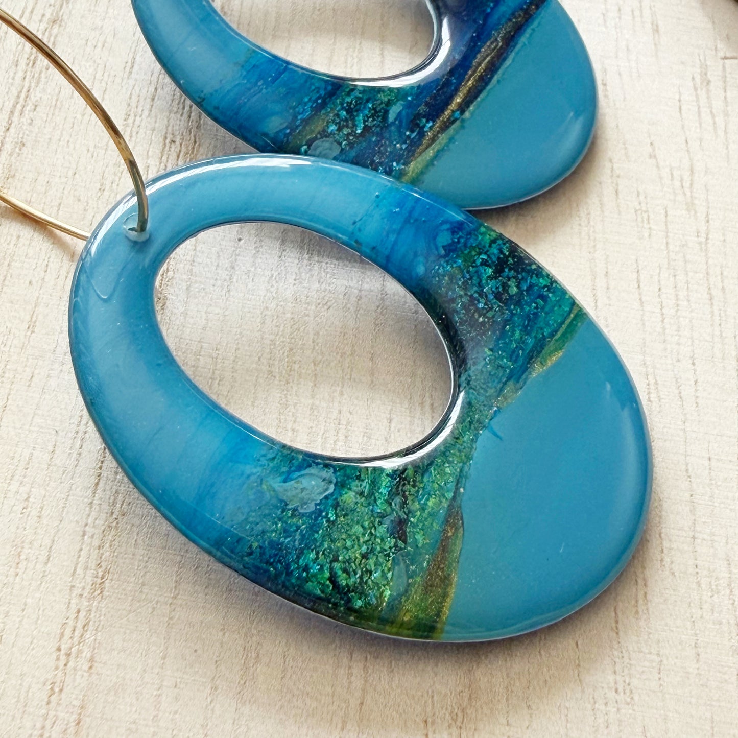 Oval Hoop Earrings | Blue