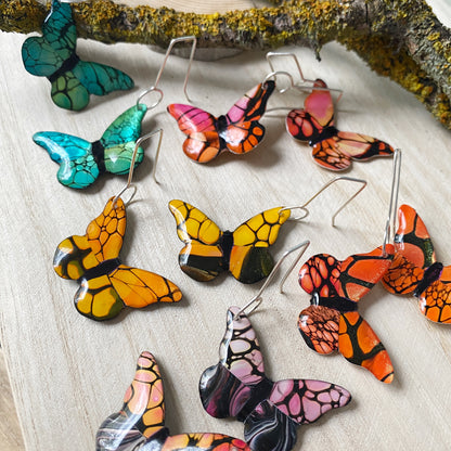 Butterfly Earrings | Orange & Black | grand size