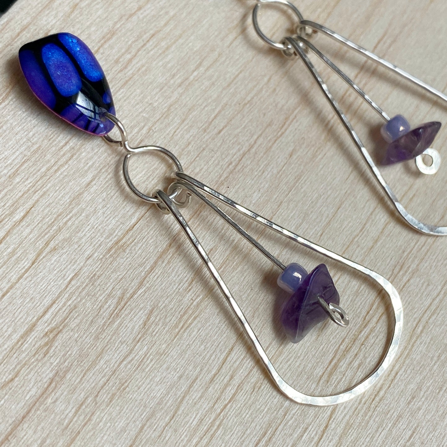 Capri | Purple Silver Teardrop Earrings