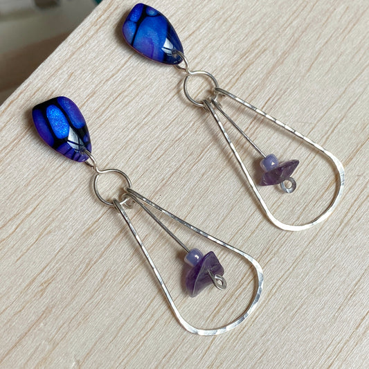 Capri | Purple Silver Teardrop Earrings