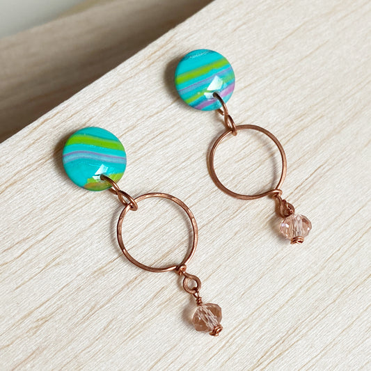 Capri | Turquoise Copper Hoop Dangle Earrings