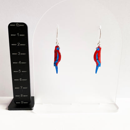 Crimson Rosella Bird Earrings | mini size