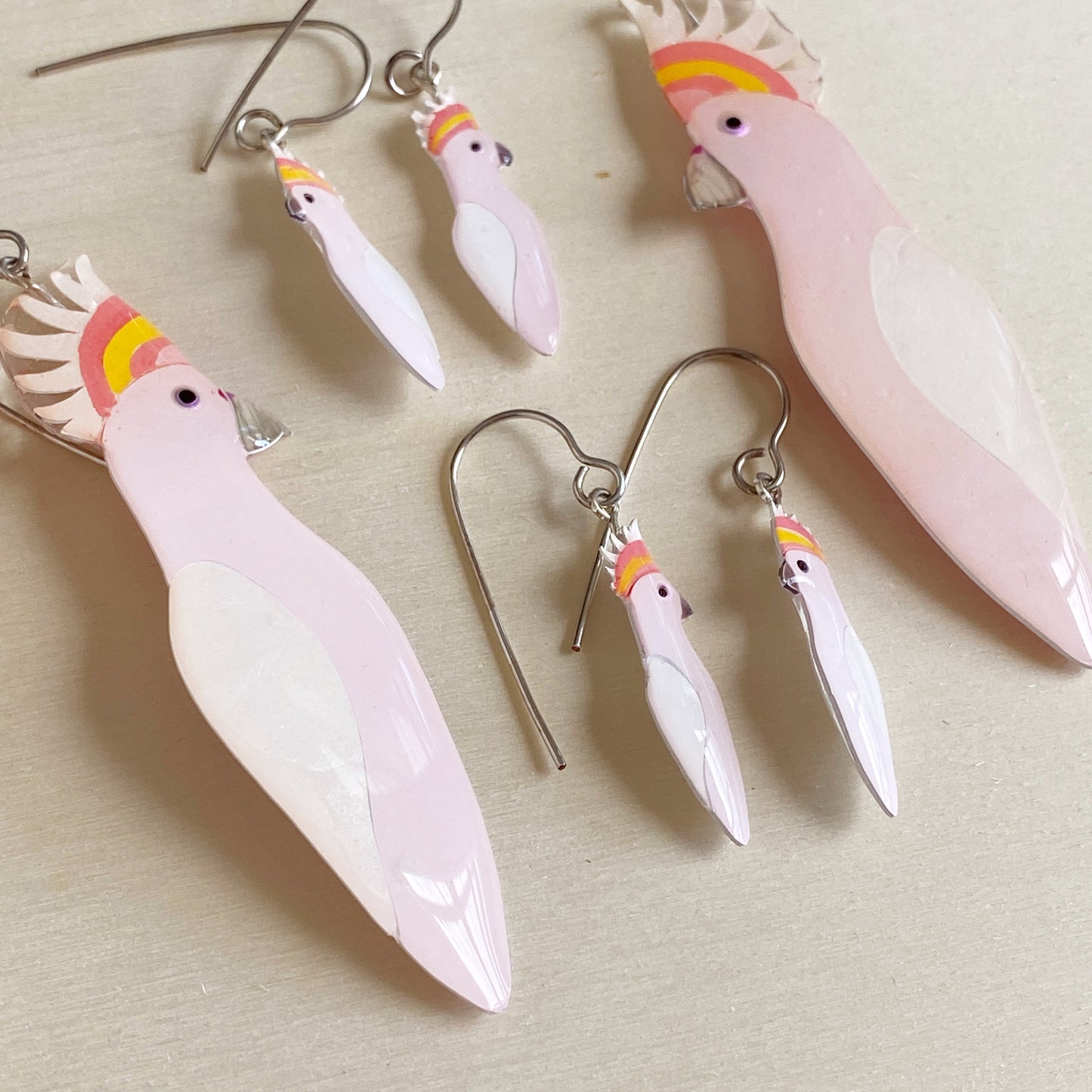 Pink Cockatoo Earrings | mini size