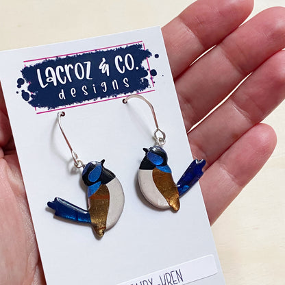 Superb Fairy Wren Bird Earrings | mini size