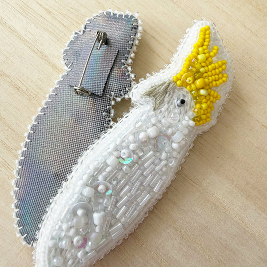 Sulphur Crested Cockatoo | Beaded Brooch