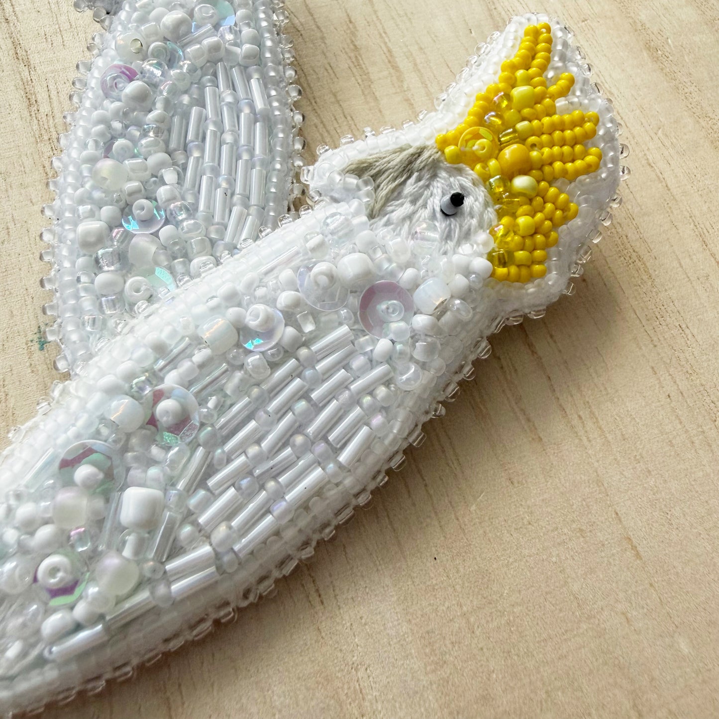 Sulphur Crested Cockatoo | Beaded Brooch