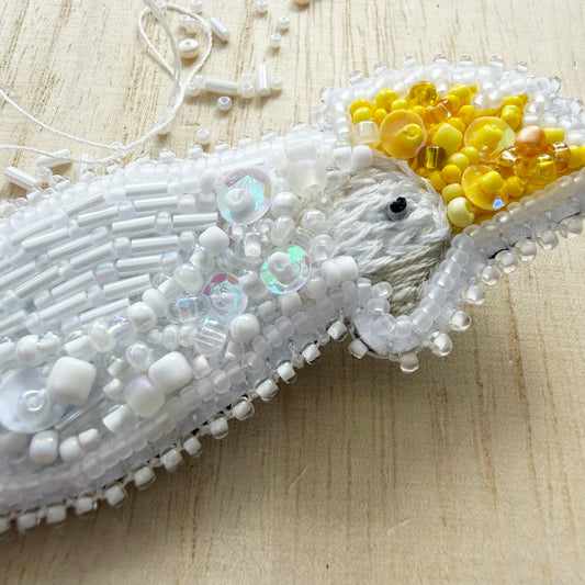 Sulphur Crested Cockatoo | Beaded Brooch