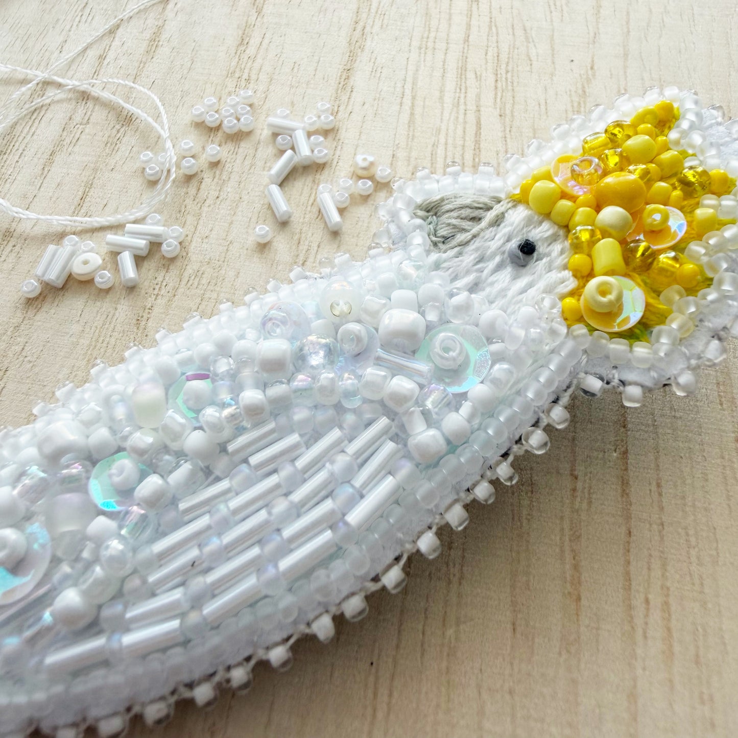 Sulphur Crested Cockatoo | Beaded Brooch