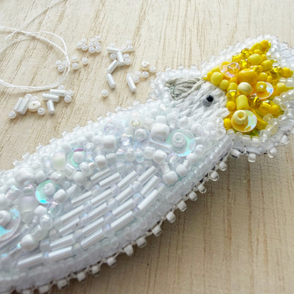 Sulphur Crested Cockatoo | Beaded Brooch