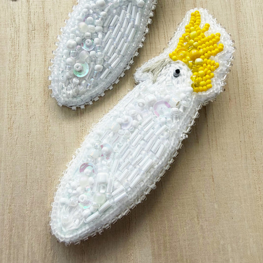 Sulphur Crested Cockatoo | Beaded Brooch