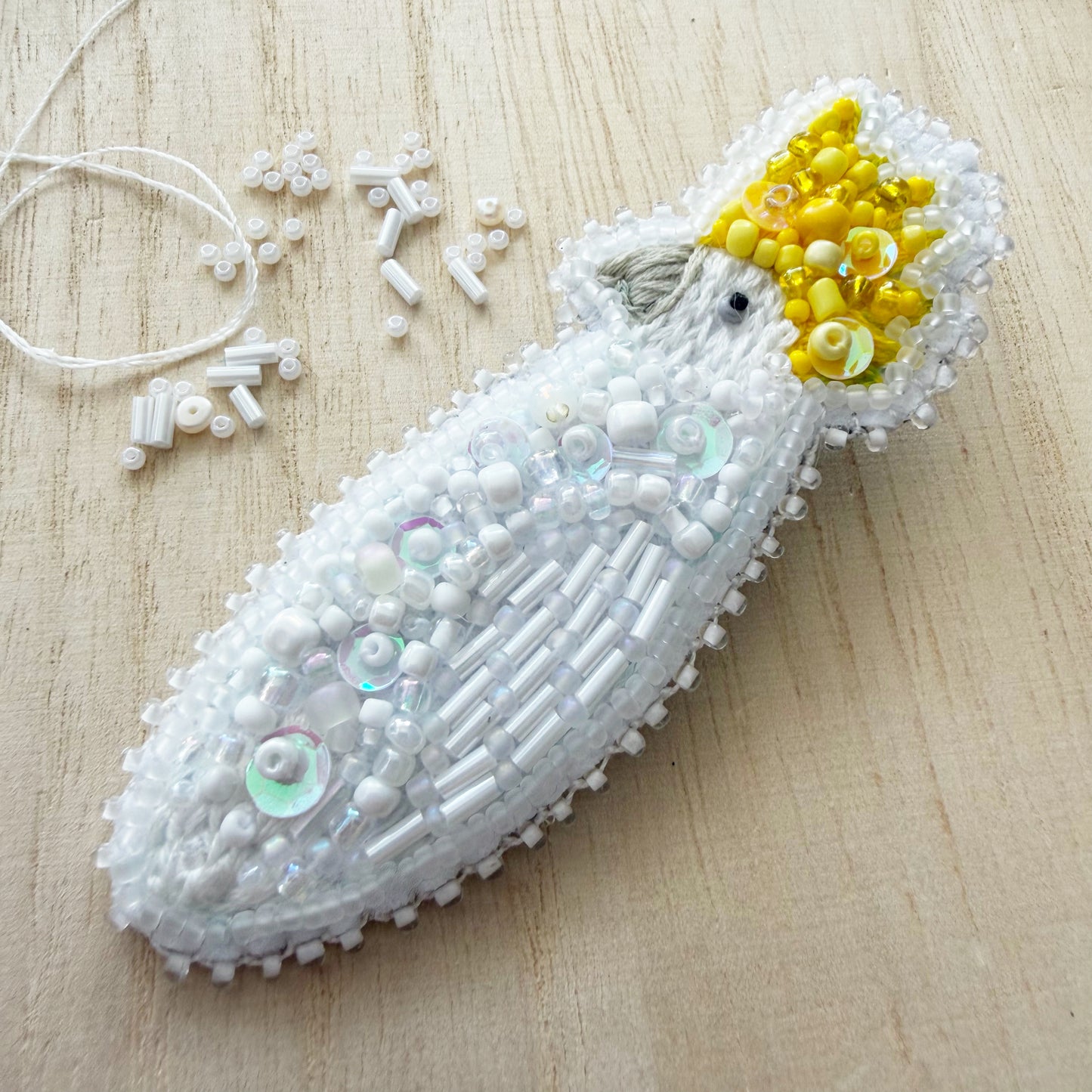 Sulphur Crested Cockatoo | Beaded Brooch