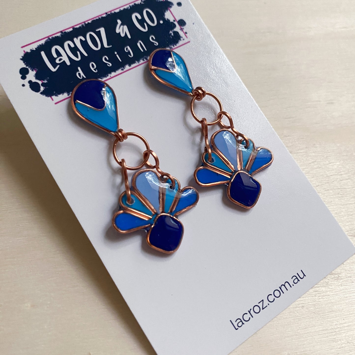 Art Deco Style Earrings | Shades of Blue Copper